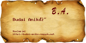 Budai Anikó névjegykártya